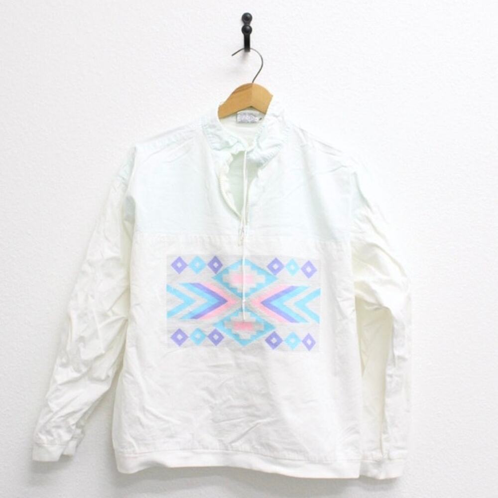 Vintage Southwestern Half Zip Long Sleeve Shirt Large